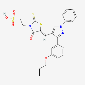 2-[(5Z)-4-oxo-5-{[1-phenyl-3-(3-propoxyphenyl)-1H-pyrazol-4-yl]methylidene}-2-thioxo-1,3-thiazolidin-3-yl]ethanesulfonic acid