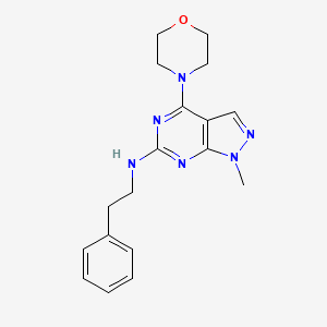 molecular formula C18H22N6O B12208541 1-methyl-4-(morpholin-4-yl)-N-(2-phenylethyl)-1H-pyrazolo[3,4-d]pyrimidin-6-amine 