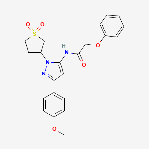 molecular formula C22H23N3O5S B12208560 N-(1-(1,1-dioxidotetrahydrothiophen-3-yl)-3-(4-methoxyphenyl)-1H-pyrazol-5-yl)-2-phenoxyacetamide 