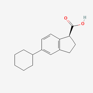 1H-Indene-1-carboxylic acid, 5-cyclohexyl-2,3-dihydro-, (S)-