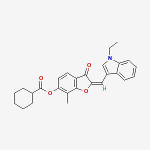 (2E)-2-[(1-ethyl-1H-indol-3-yl)methylidene]-7-methyl-3-oxo-2,3-dihydro-1-benzofuran-6-yl cyclohexanecarboxylate