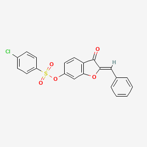 molecular formula C21H13ClO5S B12208624 3-Oxo-2-(phenylmethylene)benzo[3,4-b]furan-6-yl 4-chlorobenzenesulfonate 