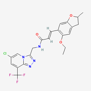 molecular formula C22H20ClF3N4O3 B12208666 (2E)-N-{[6-chloro-8-(trifluoromethyl)[1,2,4]triazolo[4,3-a]pyridin-3-yl]methyl}-3-(5-ethoxy-2-methyl-2,3-dihydro-1-benzofuran-6-yl)prop-2-enamide 