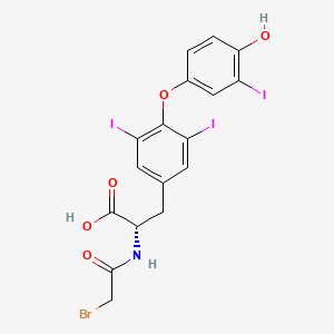 molecular formula C17H13BrI3NO5 B1220871 L-Tyrosine, N-(bromoacetyl)-O-(4-hydroxy-3-iodophenyl)-3,5-diiodo- CAS No. 76970-94-0