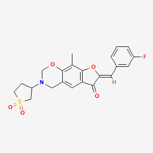 molecular formula C22H20FNO5S B12208753 (7Z)-3-(1,1-dioxidotetrahydrothiophen-3-yl)-7-(3-fluorobenzylidene)-9-methyl-3,4-dihydro-2H-furo[3,2-g][1,3]benzoxazin-6(7H)-one 