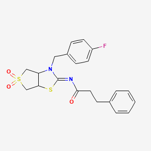 N-[(2E)-3-(4-fluorobenzyl)-5,5-dioxidotetrahydrothieno[3,4-d][1,3]thiazol-2(3H)-ylidene]-3-phenylpropanamide