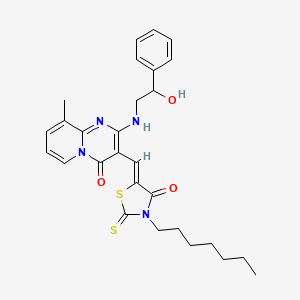 3-[(Z)-(3-heptyl-4-oxo-2-thioxo-1,3-thiazolidin-5-ylidene)methyl]-2-[(2-hydroxy-2-phenylethyl)amino]-9-methyl-4H-pyrido[1,2-a]pyrimidin-4-one