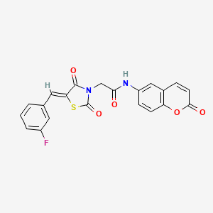 molecular formula C21H13FN2O5S B12208818 2-[(5Z)-5-(3-fluorobenzylidene)-2,4-dioxo-1,3-thiazolidin-3-yl]-N-(2-oxo-2H-chromen-6-yl)acetamide 