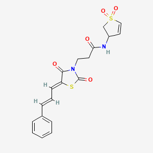 molecular formula C19H18N2O5S2 B12208837 N-(1,1-dioxido-2,3-dihydrothiophen-3-yl)-3-{(5Z)-2,4-dioxo-5-[(2E)-3-phenylprop-2-en-1-ylidene]-1,3-thiazolidin-3-yl}propanamide 