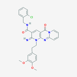 N-[(2-chlorophenyl)methyl]-7-[2-(3,4-dimethoxyphenyl)ethyl]-6-imino-2-oxo-1,7,9-triazatricyclo[8.4.0.03,8]tetradeca-3(8),4,9,11,13-pentaene-5-carboxamide