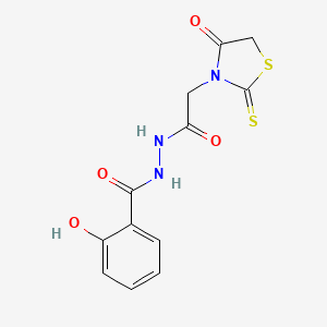 molecular formula C12H11N3O4S2 B12208852 2-hydroxy-N'-[2-(4-oxo-2-sulfanylidene-1,3-thiazolidin-3-yl)acetyl]benzohydrazide 