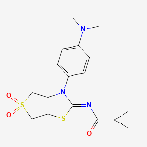 N-[(2Z)-3-[4-(dimethylamino)phenyl]-5,5-dioxidotetrahydrothieno[3,4-d][1,3]thiazol-2(3H)-ylidene]cyclopropanecarboxamide