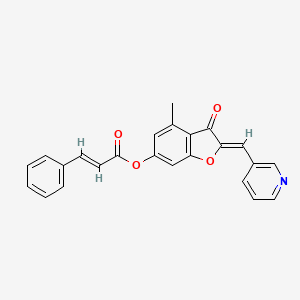 molecular formula C24H17NO4 B12208910 (2Z)-4-methyl-3-oxo-2-(pyridin-3-ylmethylidene)-2,3-dihydro-1-benzofuran-6-yl (2E)-3-phenylprop-2-enoate 