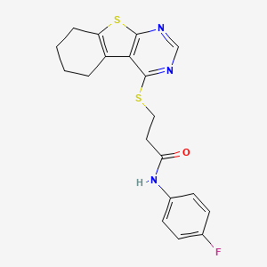 N-(4-fluorophenyl)-3-{8-thia-4,6-diazatricyclo[7.4.0.0^{2,7}]trideca-1(9),2,4,6-tetraen-3-ylsulfanyl}propanamide