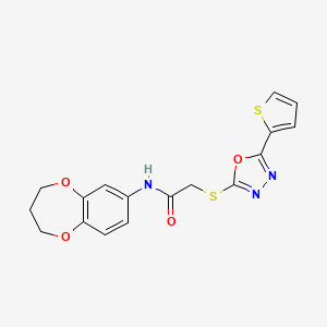 N-(3,4-dihydro-2H-1,5-benzodioxepin-7-yl)-2-{[5-(thiophen-2-yl)-1,3,4-oxadiazol-2-yl]sulfanyl}acetamide