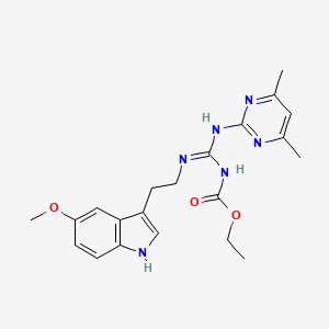 ethyl [(E)-[(4,6-dimethylpyrimidin-2-yl)amino]{[2-(5-methoxy-1H-indol-3-yl)ethyl]amino}methylidene]carbamate