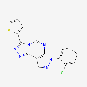 molecular formula C16H9ClN6S B12208961 2-[3-(2-Chlorophenyl)-6-hydropyrazolo[5,4-d]1,2,4-triazolo[4,5-e]pyrimidin-7-y l]thiophene 