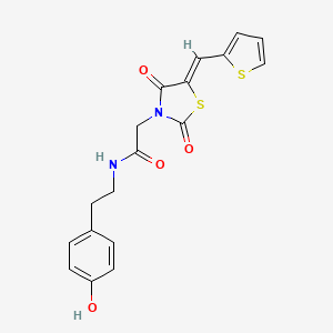 molecular formula C18H16N2O4S2 B12209069 2-[(5Z)-2,4-dioxo-5-(thiophen-2-ylmethylidene)-1,3-thiazolidin-3-yl]-N-[2-(4-hydroxyphenyl)ethyl]acetamide 