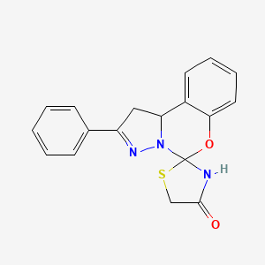 molecular formula C18H15N3O2S B12209085 2-phenyl-1,10b-dihydro-4'H-spiro[pyrazolo[1,5-c][1,3]benzoxazine-5,2'-[1,3]thiazolidin]-4'-one 