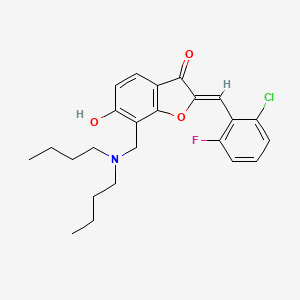 (2Z)-2-(2-chloro-6-fluorobenzylidene)-7-[(dibutylamino)methyl]-6-hydroxy-1-benzofuran-3(2H)-one