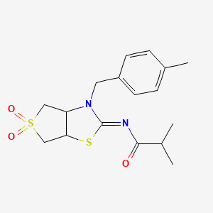 molecular formula C17H22N2O3S2 B12209191 2-methyl-N-[(2Z)-3-(4-methylbenzyl)-5,5-dioxidotetrahydrothieno[3,4-d][1,3]thiazol-2(3H)-ylidene]propanamide 