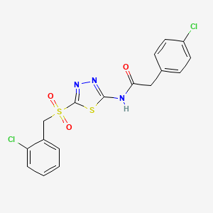 molecular formula C17H13Cl2N3O3S2 B12209205 N-(5-((2-chlorobenzyl)sulfonyl)-1,3,4-thiadiazol-2-yl)-2-(4-chlorophenyl)acetamide 