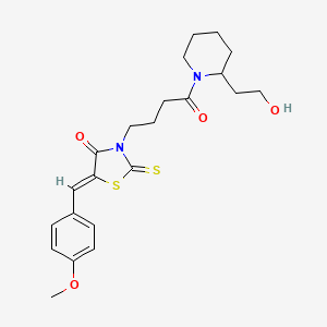 3-{4-[2-(2-Hydroxyethyl)piperidyl]-4-oxobutyl}-5-[(4-methoxyphenyl)methylene]-2-thioxo-1,3-thiazolidin-4-one