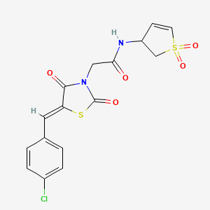 2-[(5Z)-5-(4-chlorobenzylidene)-2,4-dioxo-1,3-thiazolidin-3-yl]-N-(1,1-dioxido-2,3-dihydrothiophen-3-yl)acetamide