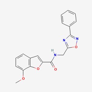 molecular formula C19H15N3O4 B12209289 7-methoxy-N-[(3-phenyl-1,2,4-oxadiazol-5-yl)methyl]-1-benzofuran-2-carboxamide 