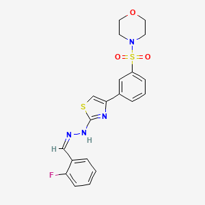 molecular formula C20H19FN4O3S2 B12209298 N-[(E)-(2-fluorophenyl)methylideneamino]-4-(3-morpholin-4-ylsulfonylphenyl)-1,3-thiazol-2-amine 