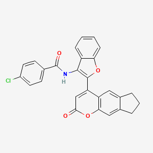 molecular formula C27H18ClNO4 B12209323 4-chloro-N-[2-(2-oxo-2,6,7,8-tetrahydrocyclopenta[g]chromen-4-yl)-1-benzofuran-3-yl]benzamide 