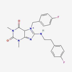 8-[2-(4-fluorophenyl)ethylamino]-7-[(4-fluorophenyl)methyl]-1,3-dimethyl-5H-purin-7-ium-2,6-dione