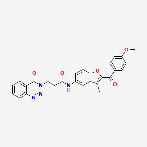 molecular formula C27H22N4O5 B12209372 N-{2-[(4-methoxyphenyl)carbonyl]-3-methyl-1-benzofuran-5-yl}-3-(4-oxo-1,2,3-benzotriazin-3(4H)-yl)propanamide 