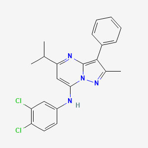 molecular formula C22H20Cl2N4 B12209388 N-(3,4-dichlorophenyl)-2-methyl-3-phenyl-5-(propan-2-yl)pyrazolo[1,5-a]pyrimidin-7-amine 