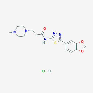 B122094 1-Piperazinepropanamide, N-(5-(1,3-benzodioxol-5-yl)-1,3,4-thiadiazol-2-yl)-4-methyl-, monohydrochloride CAS No. 154663-28-2