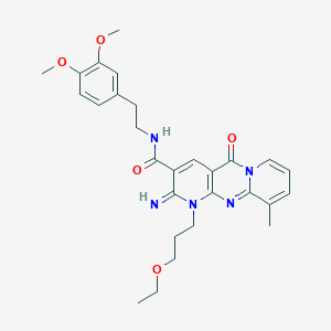 N-[2-(3,4-dimethoxyphenyl)ethyl]-7-(3-ethoxypropyl)-6-imino-11-methyl-2-oxo-1,7,9-triazatricyclo[8.4.0.03,8]tetradeca-3(8),4,9,11,13-pentaene-5-carboxamide