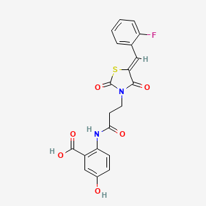 2-({3-[(5Z)-5-(2-fluorobenzylidene)-2,4-dioxo-1,3-thiazolidin-3-yl]propanoyl}amino)-5-hydroxybenzoic acid