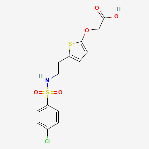 molecular formula C14H14ClNO5S2 B1220957 ((5-(2-(((4-Chlorophenyl)sulfonyl)amino)ethyl)-2-thienyl)oxy)acetic acid CAS No. 120824-10-4