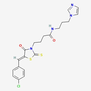 4-[(5Z)-5-(4-chlorobenzylidene)-4-oxo-2-thioxo-1,3-thiazolidin-3-yl]-N-[3-(1H-imidazol-1-yl)propyl]butanamide