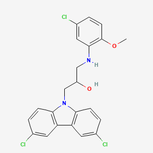 molecular formula C22H19Cl3N2O2 B12209687 1-[(5-chloro-2-methoxyphenyl)amino]-3-(3,6-dichloro-9H-carbazol-9-yl)propan-2-ol 