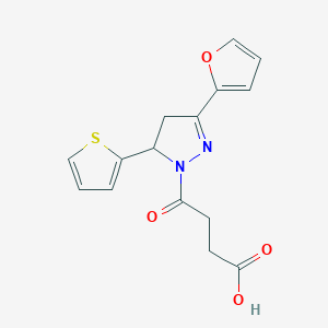 molecular formula C15H14N2O4S B12209744 4-(3-Furan-2-yl-5-thiophen-2-yl-4,5-dihydro-pyrazol-1-yl)-4-oxo-butyric acid 