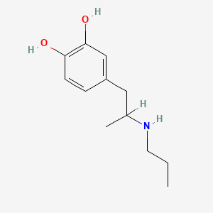 molecular formula C12H19NO2 B1220977 1,2-Benzenediol, 4-(2-(propylamino)propyl)- CAS No. 82004-90-8