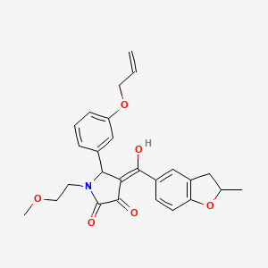 (4E)-4-[hydroxy(2-methyl-2,3-dihydro-1-benzofuran-5-yl)methylidene]-1-(2-methoxyethyl)-5-[3-(prop-2-en-1-yloxy)phenyl]pyrrolidine-2,3-dione