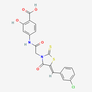 4-({[(5Z)-5-(3-chlorobenzylidene)-4-oxo-2-thioxo-1,3-thiazolidin-3-yl]acetyl}amino)-2-hydroxybenzoic acid