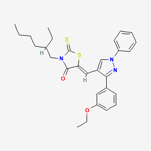 molecular formula C29H33N3O2S2 B12209803 (5Z)-5-{[3-(3-ethoxyphenyl)-1-phenyl-1H-pyrazol-4-yl]methylidene}-3-(2-ethylhexyl)-2-thioxo-1,3-thiazolidin-4-one 