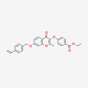 molecular formula C28H24O6 B12209831 ethyl 4-({7-[(4-ethenylbenzyl)oxy]-2-methyl-4-oxo-4H-chromen-3-yl}oxy)benzoate 