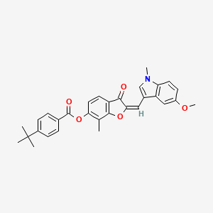 (2E)-2-[(5-methoxy-1-methyl-1H-indol-3-yl)methylidene]-7-methyl-3-oxo-2,3-dihydro-1-benzofuran-6-yl 4-tert-butylbenzoate