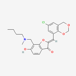 (2Z)-7-{[butyl(methyl)amino]methyl}-2-[(6-chloro-4H-1,3-benzodioxin-8-yl)methylidene]-6-hydroxy-1-benzofuran-3(2H)-one