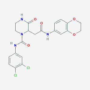 molecular formula C21H20Cl2N4O5 B12209868 N-(3,4-dichlorophenyl)-2-[2-(2,3-dihydro-1,4-benzodioxin-6-ylamino)-2-oxoethyl]-3-oxopiperazine-1-carboxamide 