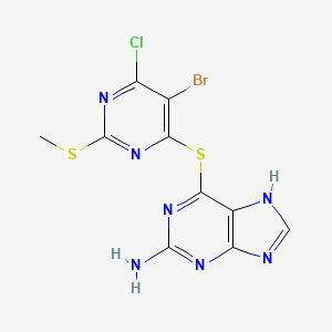 molecular formula C10H7BrClN7S2 B1220987 1H-Purin-2-amine, 6-((5-bromo-6-chloro-2-(methylthio)-4-pyrimidinyl)thio)- CAS No. 90766-92-0